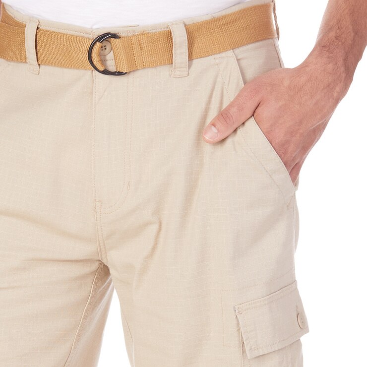 Wearfirst, Shorts tipo Cargo con Cinturón para Caballero, Caqui, 36