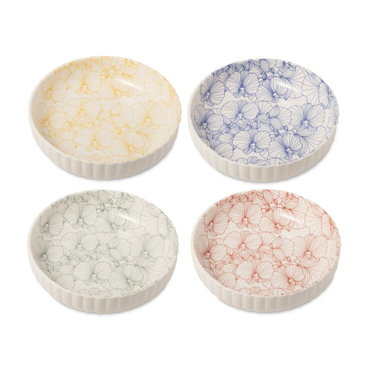 Brooklyn Steel Juego de 4 Tazones de Cerámica con Diseño Floral Brooklyn Steel Juego de 4 Tazones de Cerámica con Diseño Floral