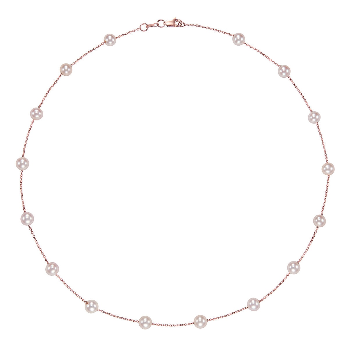 Collar de Perla Cultivada Agua Dulce, 43.18cm, Oro Rosa de 14K