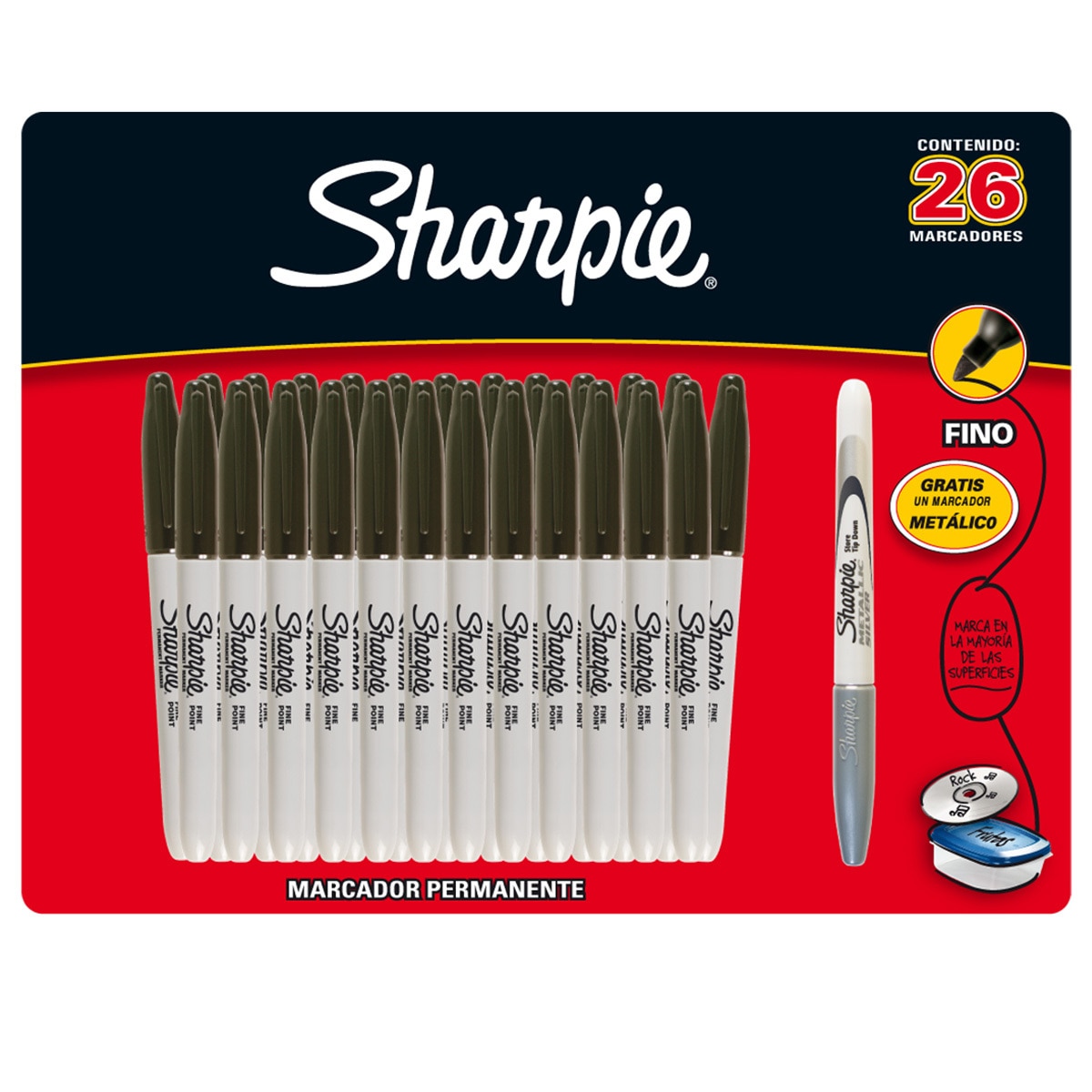 SHARPIE Rotuladores permanentes de colores mixtos, paquete de 24 + 1  marcador gratis