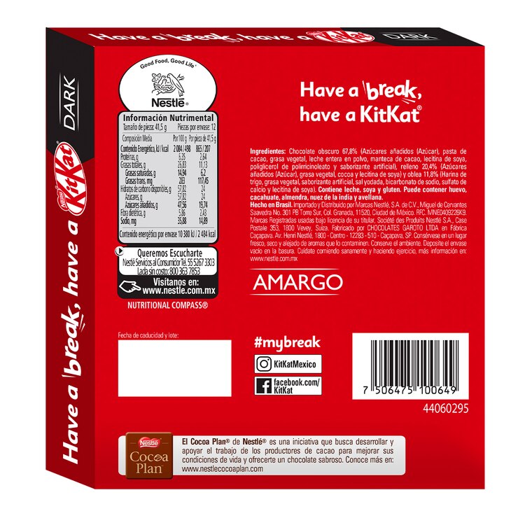 Chocolate Kit Kat Obscuro 12 piezas Costco México