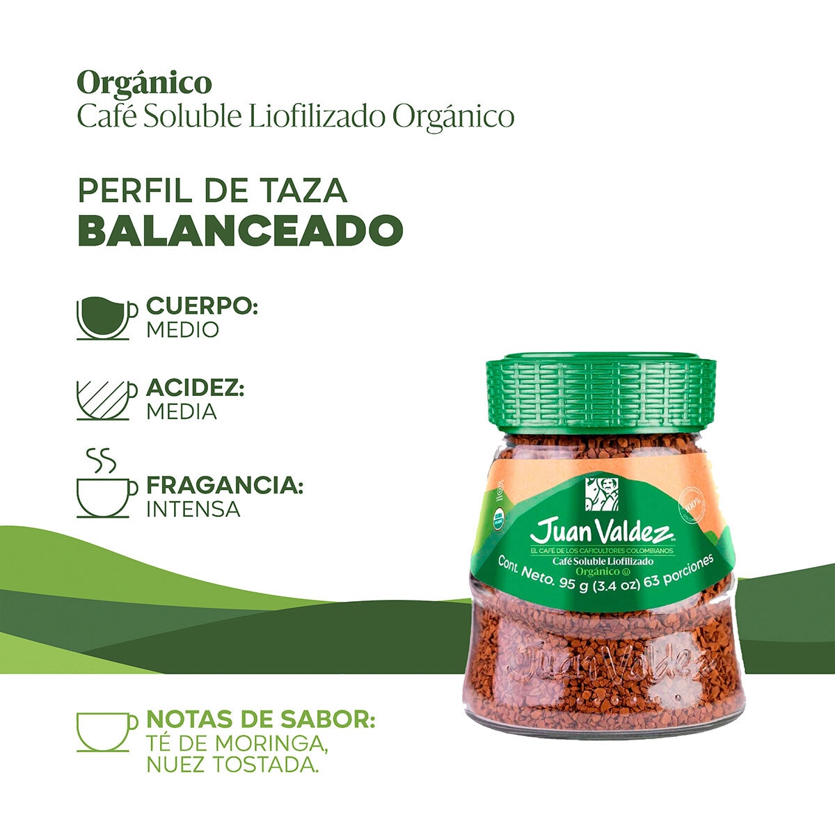 Juan Valdez Café Soluble Liofilizado Orgánico de Colombia 95 g