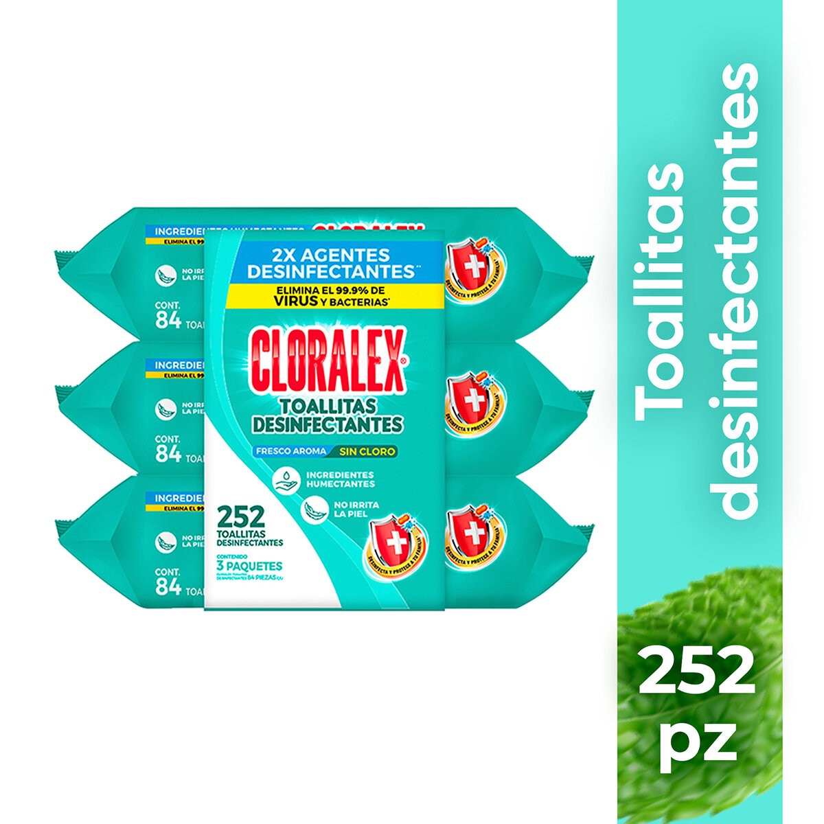 Cloralex Toallitas Desinfectantes sin Cloro 252 pzas