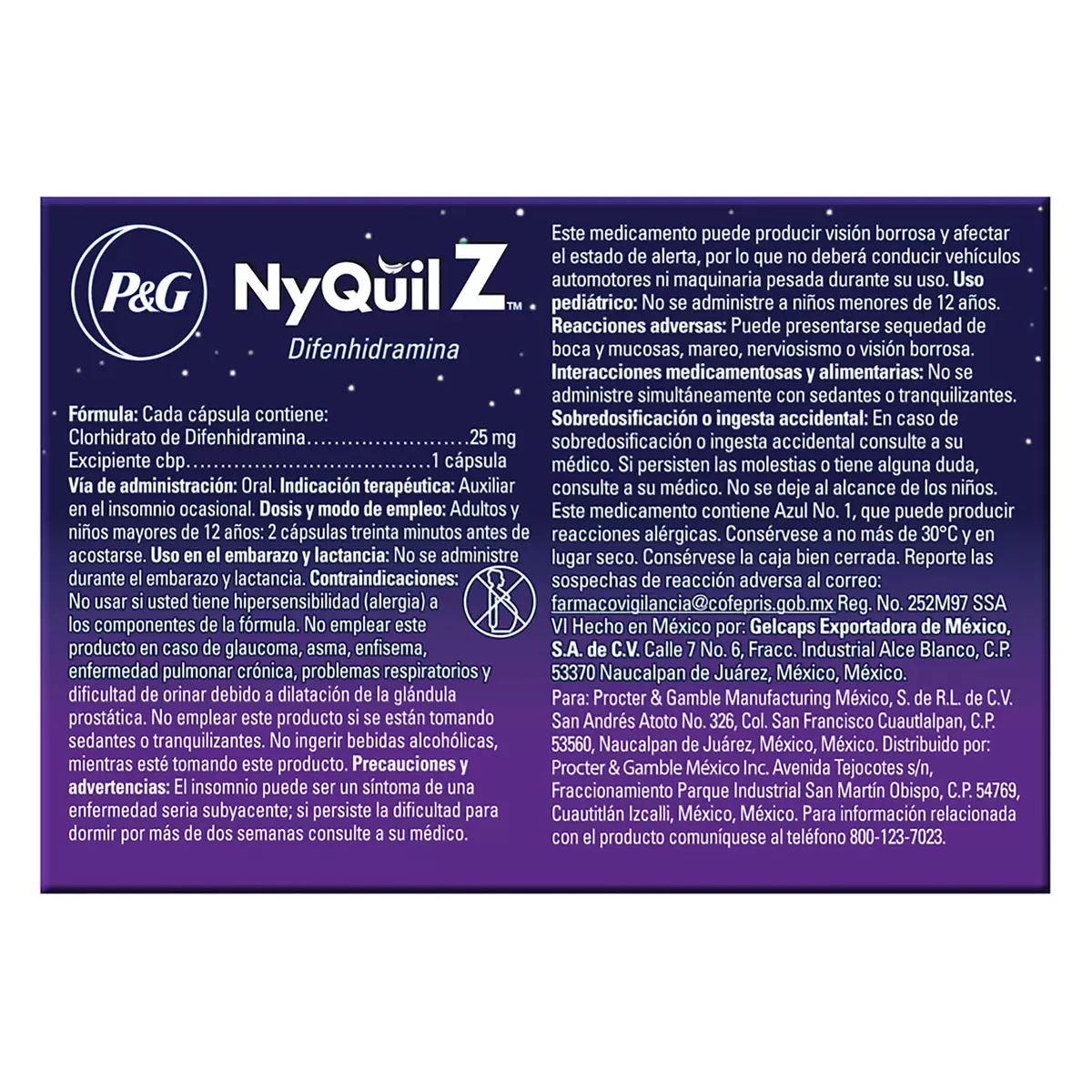 NyQuil Z  Difenhidramina 25mg 2 Cajas con 30 Cápsulas c/u