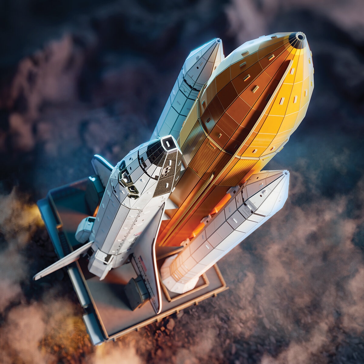 4D Build, Kit de Rompecabezas 3D - Trasbordador Espacial con Luces LED