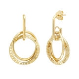 Aretes, Doble Circulos, Oro Amarillo de 14K