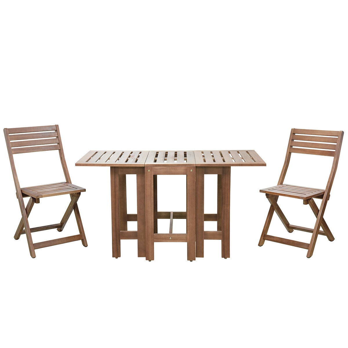 Alltrade, Set de Mesa y 2 Sillas Plegables para Patio de Madera de Acacia