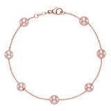 Pulsera de Perlas Cultivadas Agua Dulce, Rosas, 5.5-6.0mm, Oro Rosa de 14K