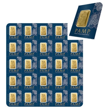 Lingotes de Oro 25 pz de 1g c/u PAMP