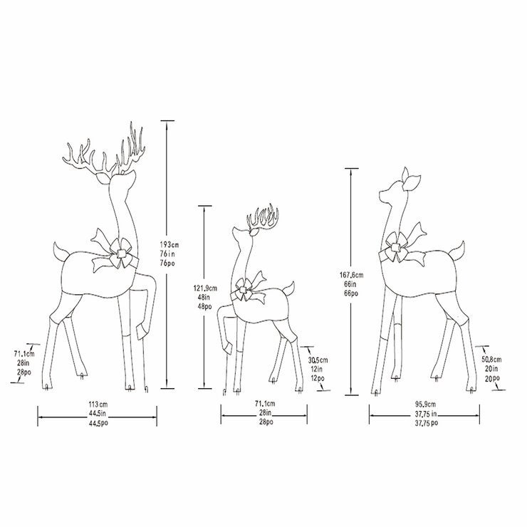 Familia de Ciervos con Luces Parpadeantes, 3 Pzas. Familia de Ciervos con Luces Parpadeantes, 3 Pzas.