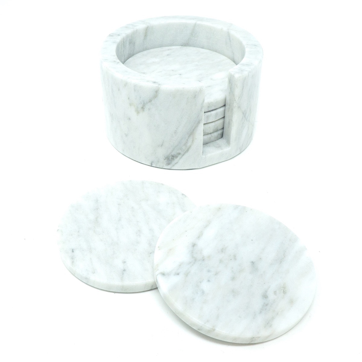 Luhom, Set de Portavasos de Mármol (6 piezas), blanco