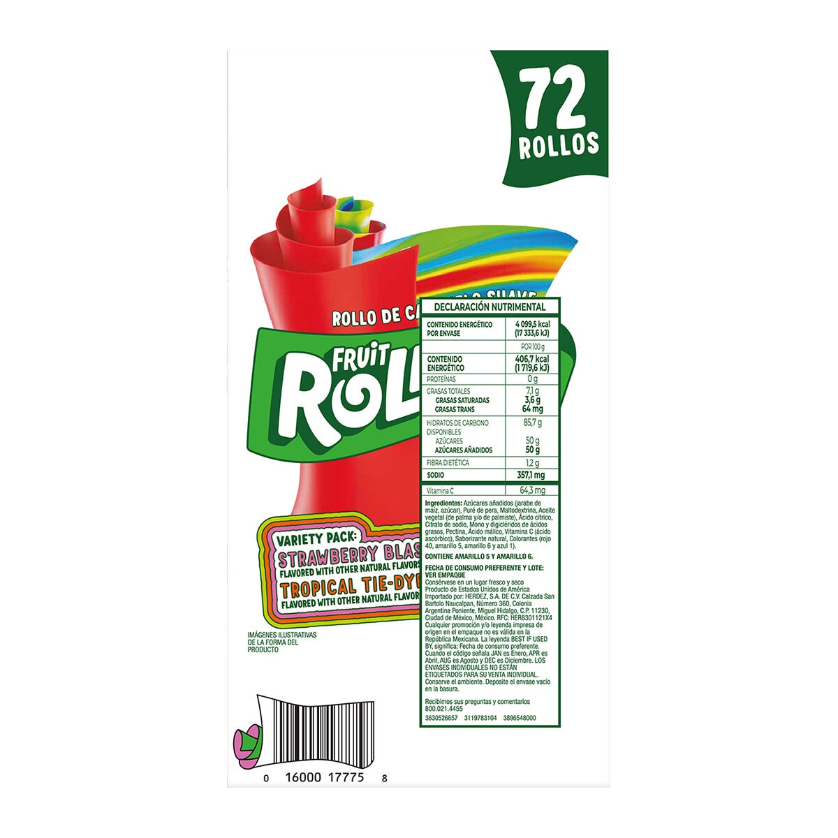 Fruit Roll - Ups Rollos de Caramelo Suave 72 pzas de 14 g Fruit Roll - Ups Rollos de Caramelo Suave 72 pzas de 14 g