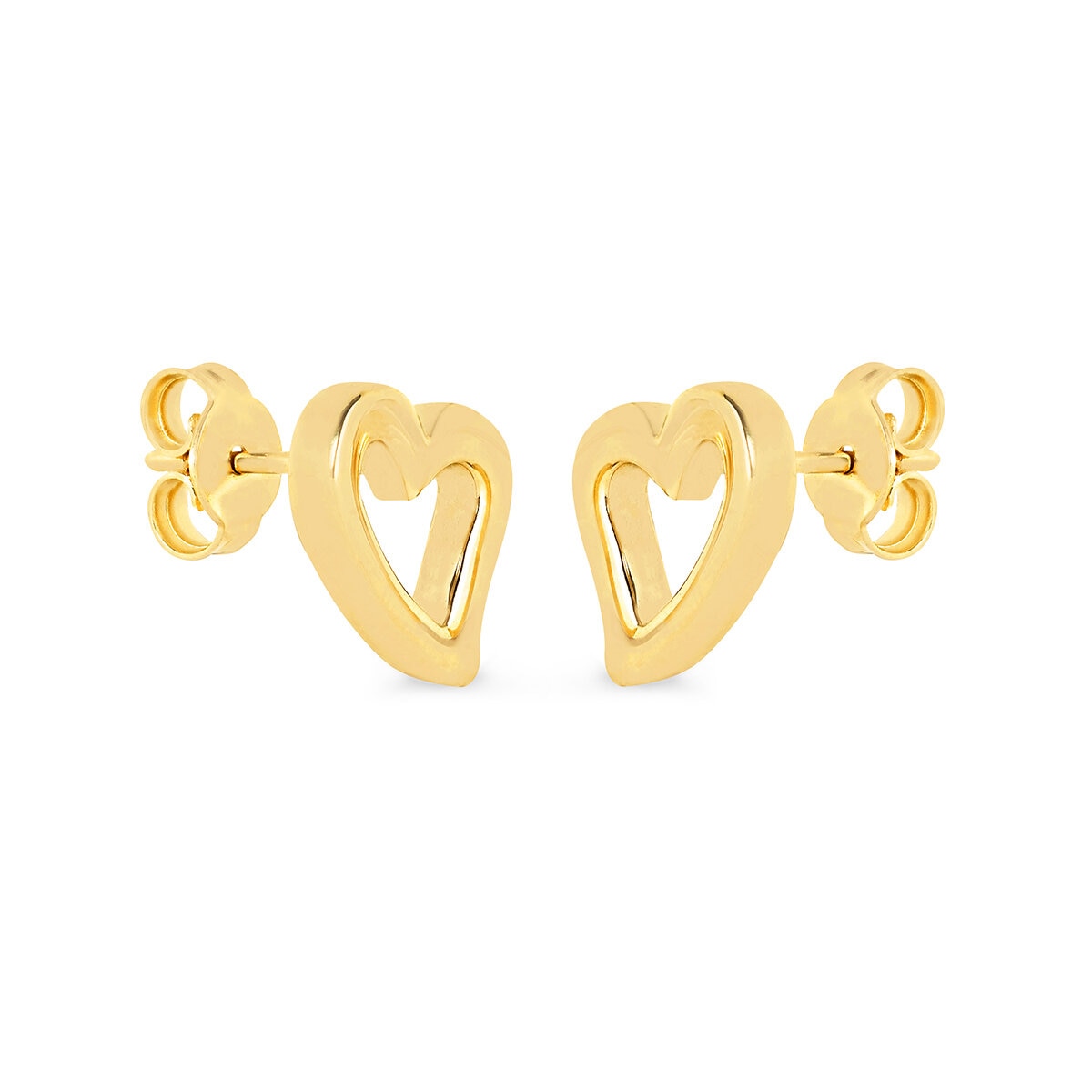 Aretes de Corazon, Oro Amarillo 14K