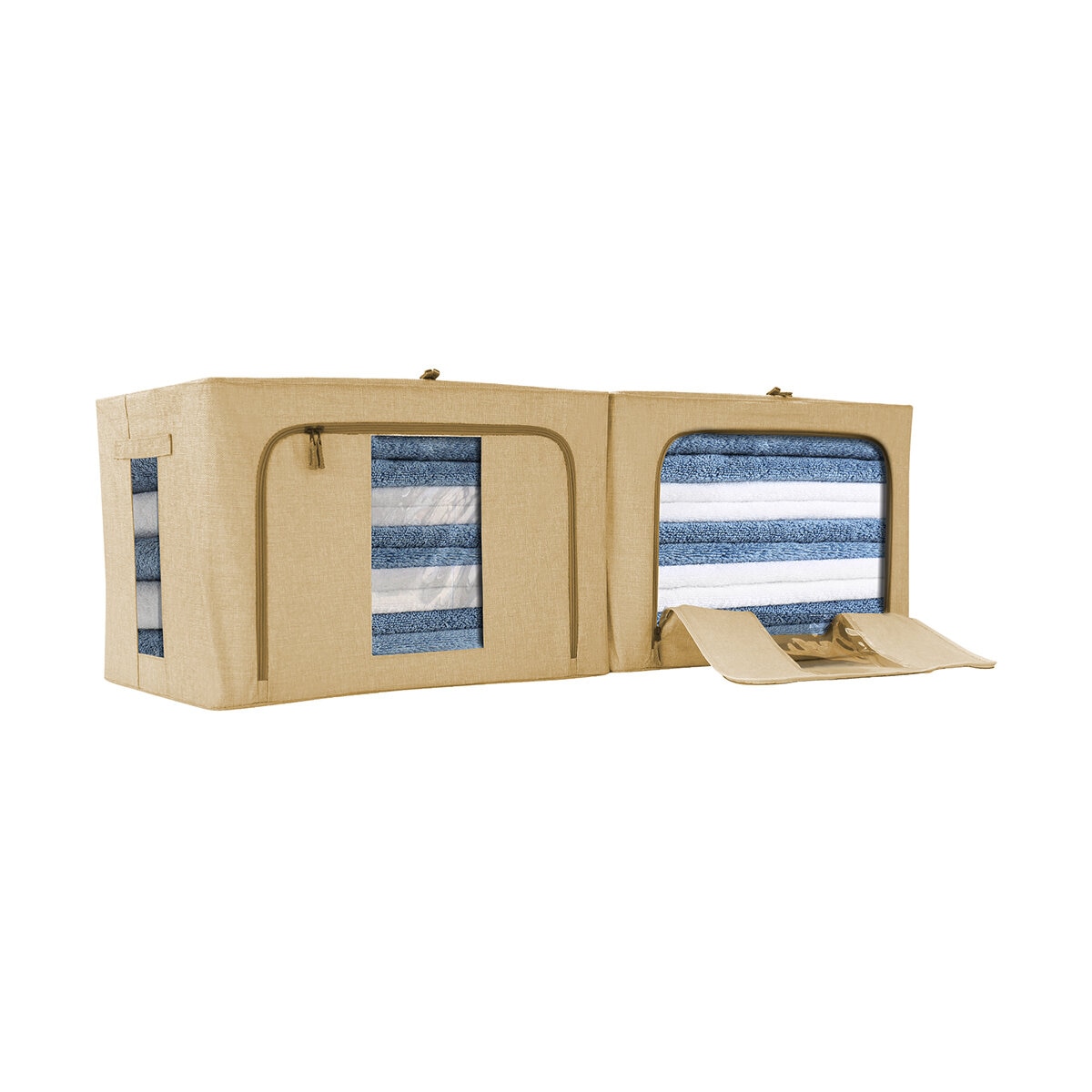 AG Box, Set de 2 Cajas Flexibles de Almacenamiento Beiges