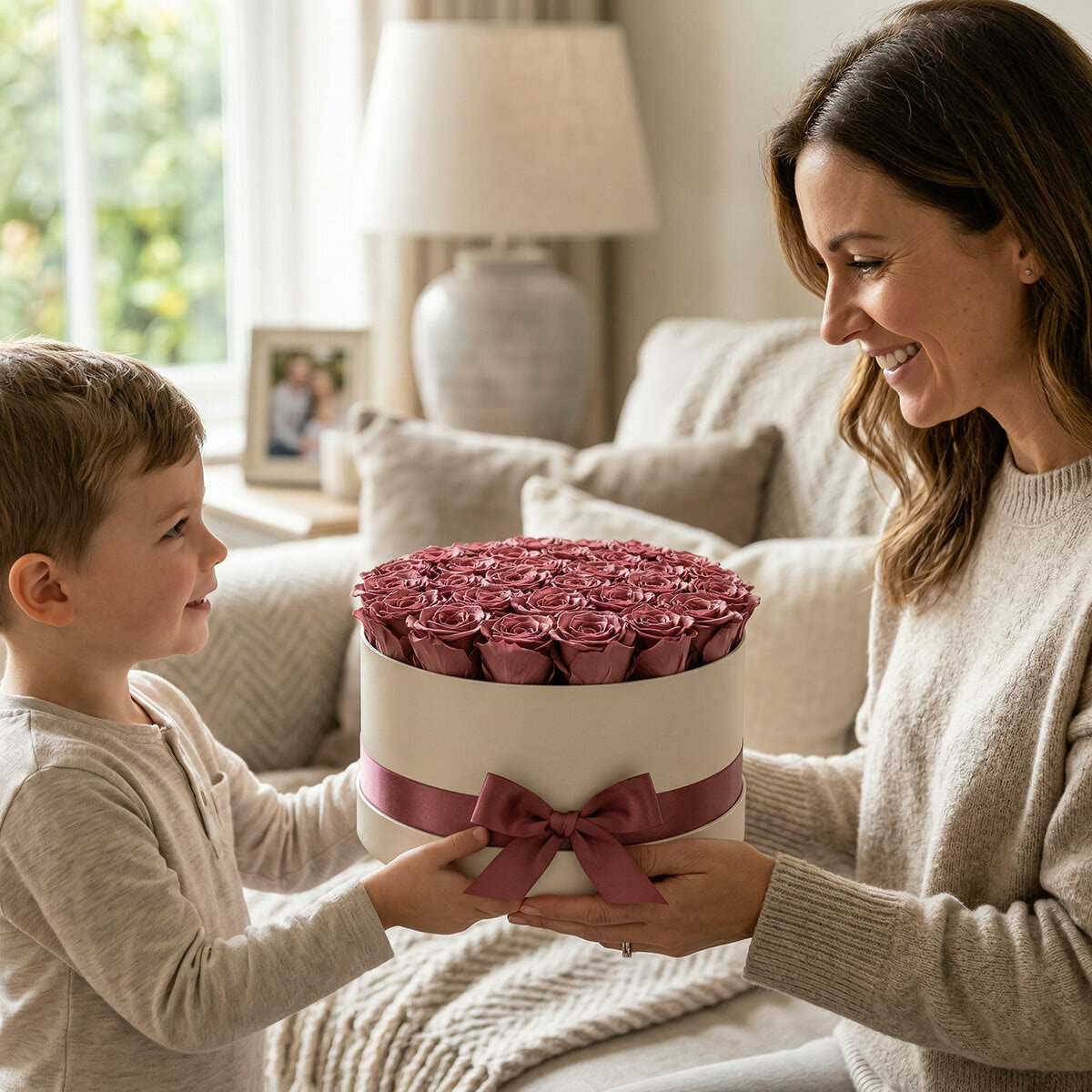 PREVENTA Materia Verde, Arreglo Decorativo de 24 Rosas Naturales Preservadas