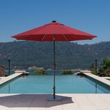 SunVilla, Sombrilla Redonda de 3m con Luz Solar LED, Color Rojo
