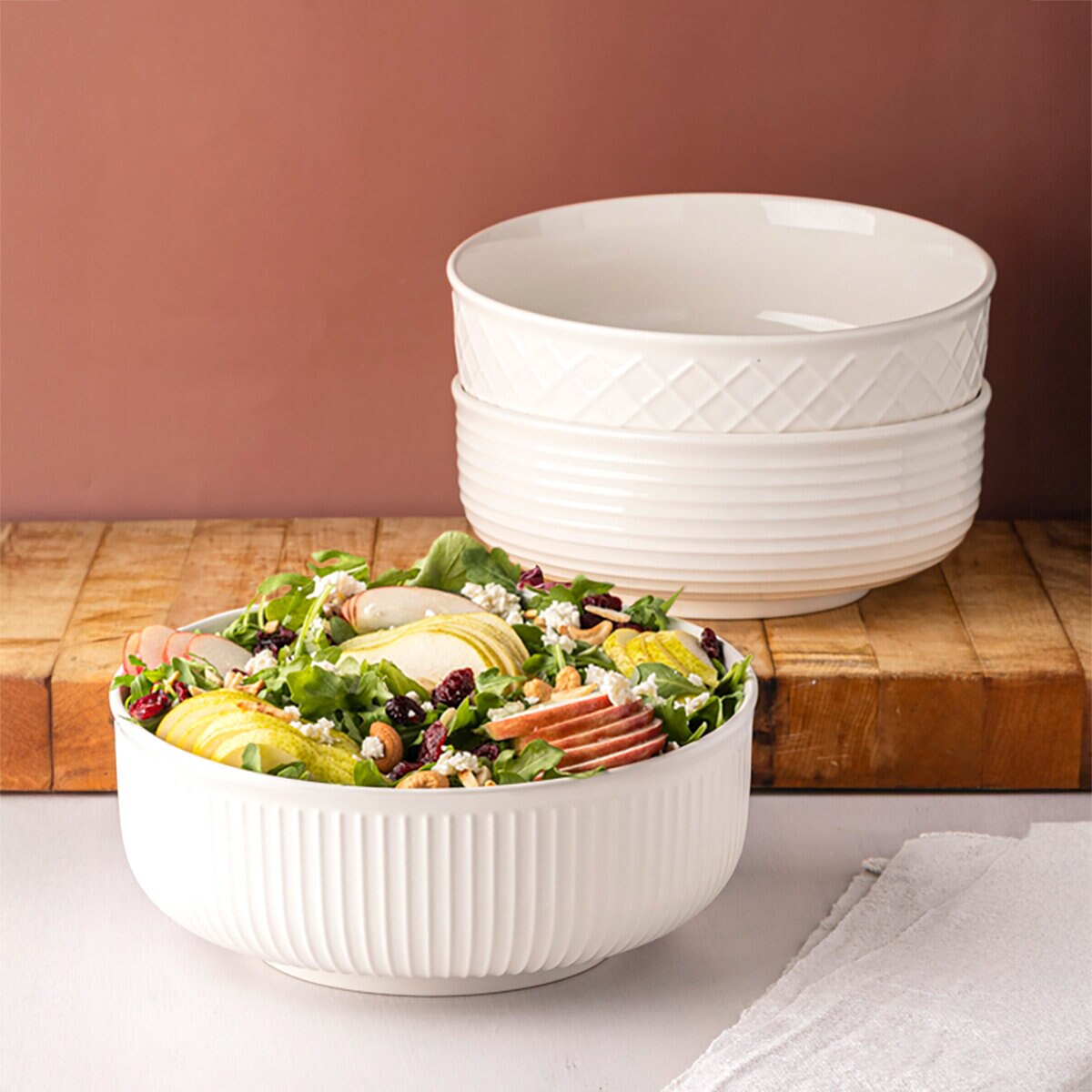 Trudeau Juego de Tazones de Porcelana para Servir, 3 piezas