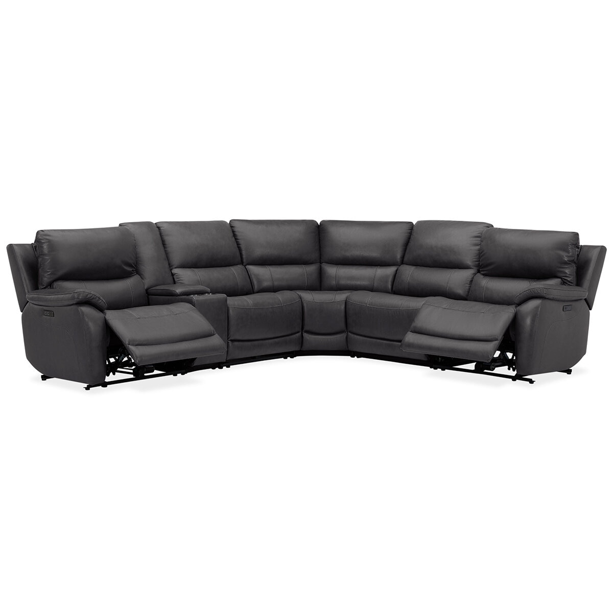 Gilmancreek Furniture, Sofá seccional reclinable de piel con sistema y cabeceras eléctricas