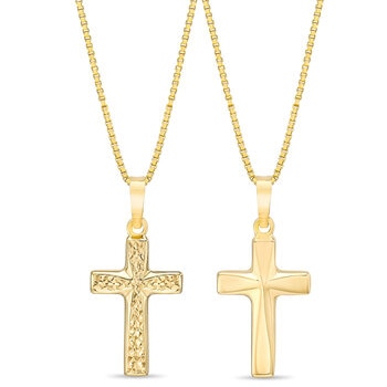 Dije de Cruz, Reversible, Oro Amarillo 14K