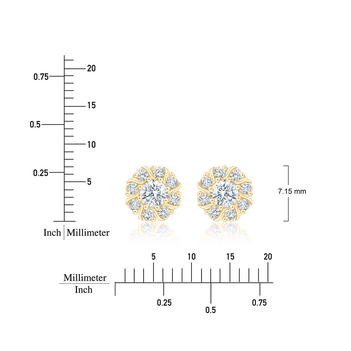 Aretes, 0.48ctw Diamantes, Oro Amarillo de 14K