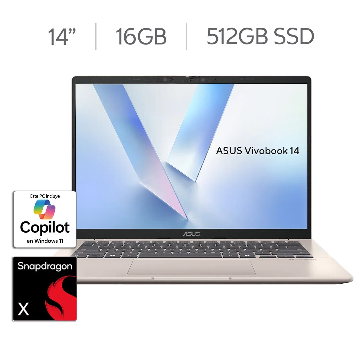ASUS Vivobook 14 Laptop 14" WUGA Snapdragon X X1 16GB 512GB SSD
