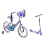 Bicicleta R16 y Scooter Infantil Huffy Frozen Combo