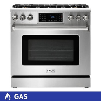 Thor Kitchen Estufa de Gas Natural 6 Quemadores 91 cm Convertible a Gas LP (Kit Incluido)