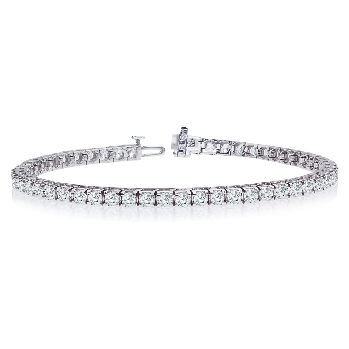 7.00ctw, Brazalete de Diamantes, 17.78cm, Corte Redondo Brillante, Oro Blanco de 18kt