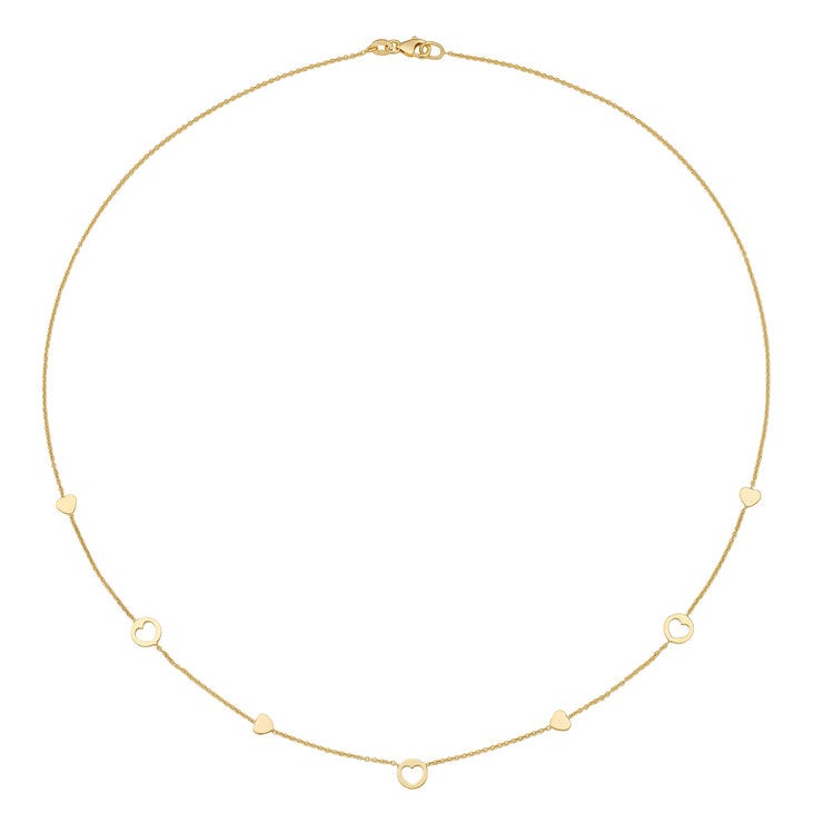 Collar de Corazones, 45.72cm, Oro Amarillo 14K Collar de Corazones, 45.72cm, Oro Amarillo 14K
