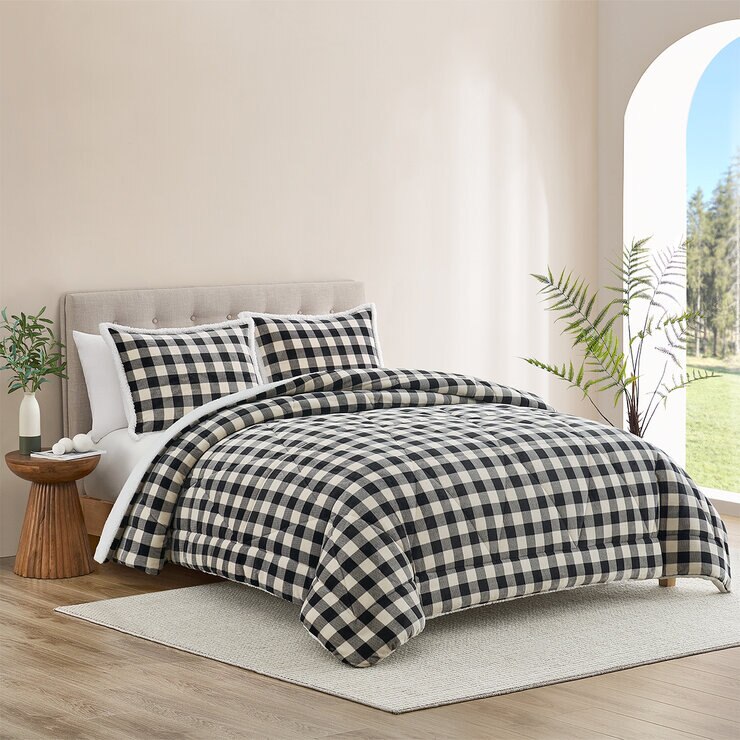 Casual Living, Juego de Edredón King de 3 piezas, Buffalo Check-Black