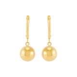 Aretes de cuentas pulidas 9.6mm, Oro Amarillo de 14K