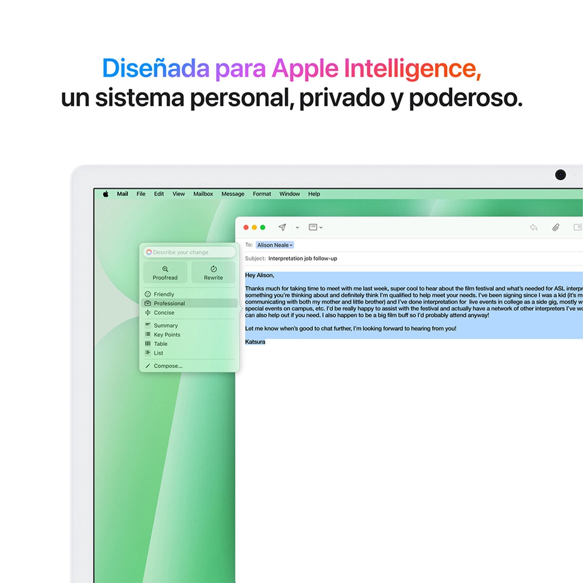 Apple iMac 24" 256GB 4.5K Chip M4 Verde CPU de 8 núcleos GPU de 8 núcleos Memoria unificada de 16GB