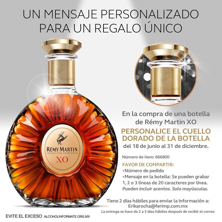 Cognac Remy Martin XO 700 ml + Personalización Costco México