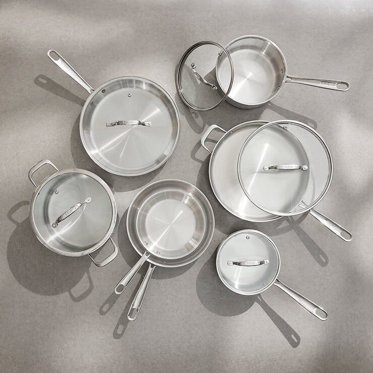 T-Fal Batería de Cocina de Acero Inoxidable Tri-Ply, 12 Piezas T-Fal Batería de Cocina de Acero Inoxidable Tri-Ply, 12 Piezas