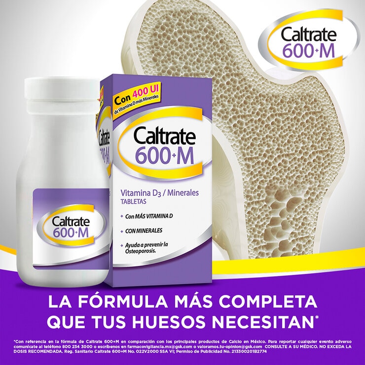 Caltrate 600+M Vitamina D3 + Minerales 2 de 60 Tabletas
