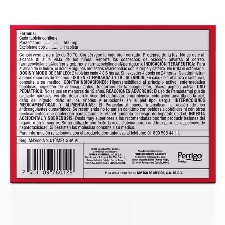 Kirkland Signature Paracetamol 500 mg 100 Tabletas