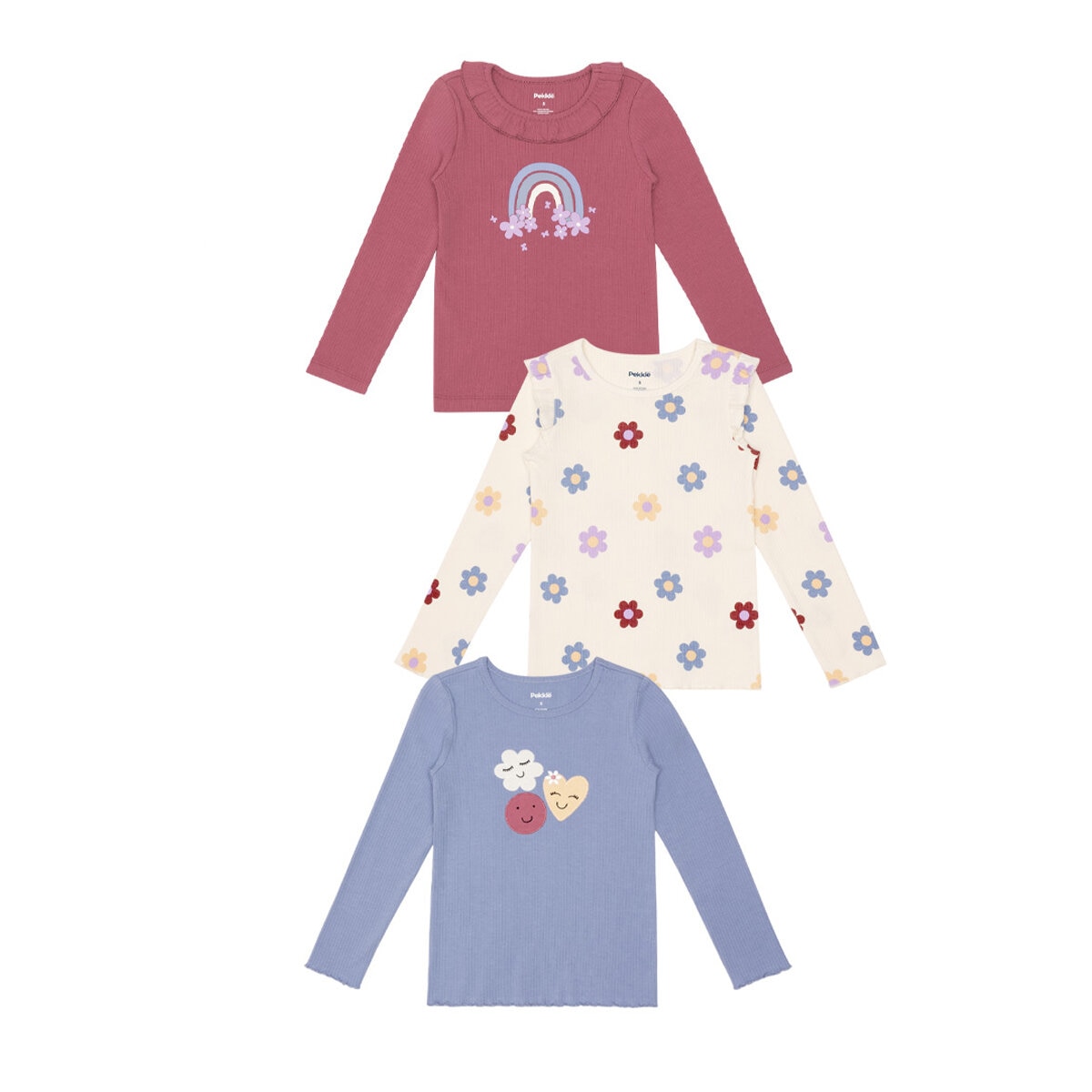 Pekkle Playera para Niñas 3 piezas Varias Tallas y Colores