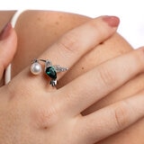 Mayfer, Juego de Anillo con Collar, Plata .925, Cristal Austríaco