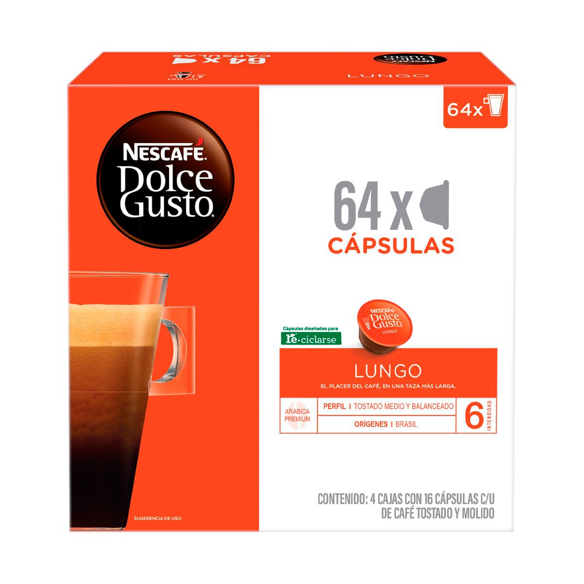 Nescafé Dolce Gusto 64 Cápsulas Sabor Lungo