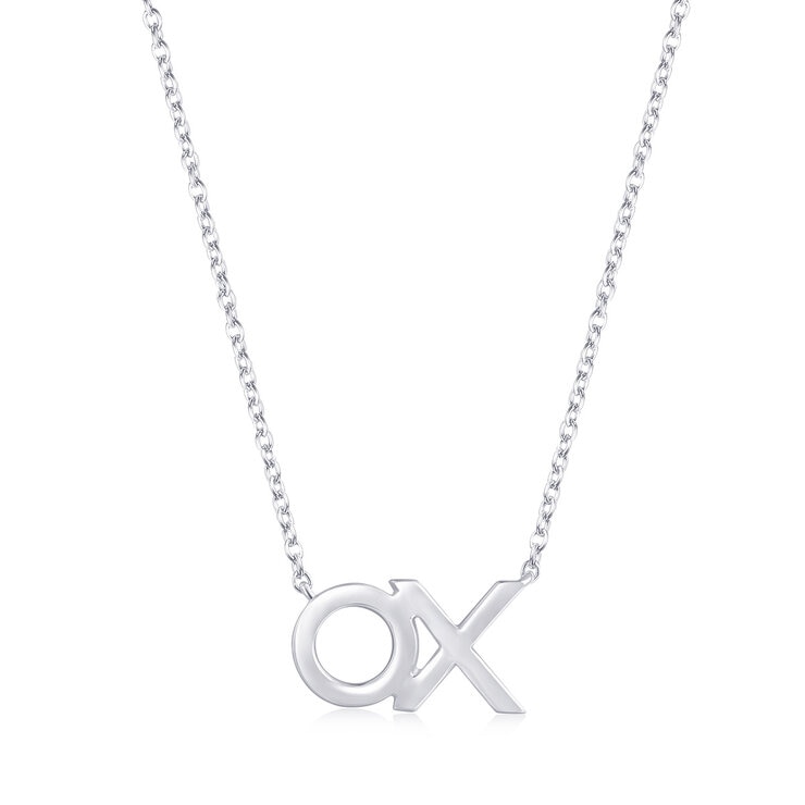 Collar de Diamantes 0.18ctw, con Dije de 'XO', Oro Blanco 14K Collar de Diamantes 0.18ctw, con Dije de 'XO', Oro Blanco 14K