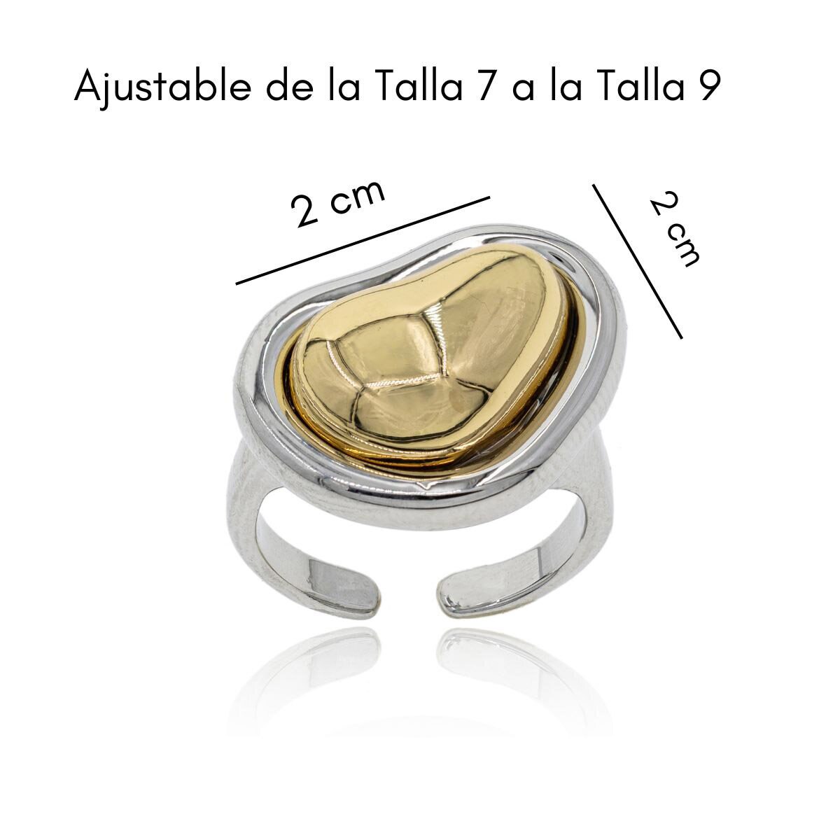 Mayfer, Juego de Collar y Anillo Ajustable, en Alineación de Metal Bañado en Rodio