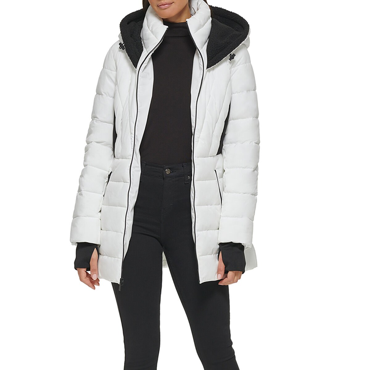 Kenneth Cole Chamarra larga para Dama Blanco Grande Cos