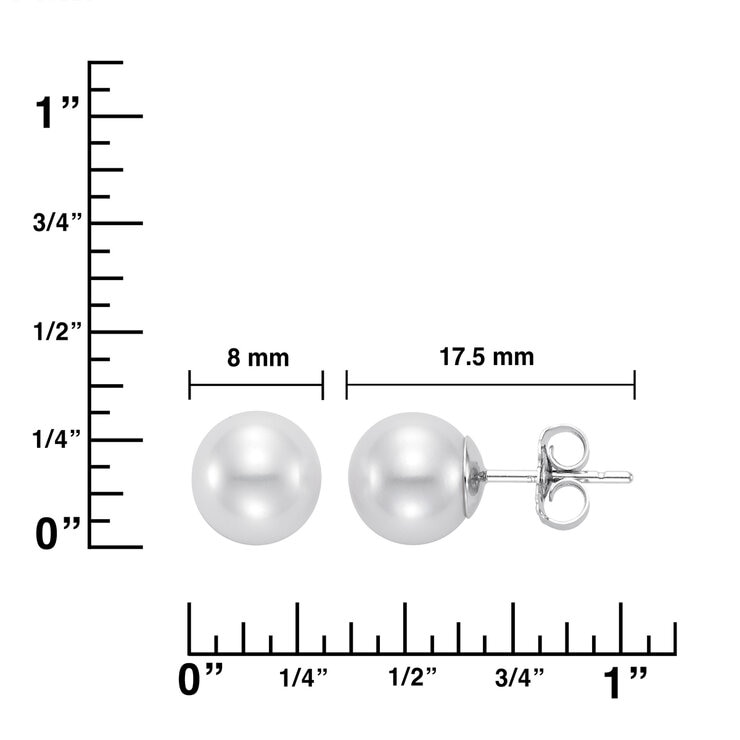Aretes de Perla Cultivadas, Oro Blanco de 14K