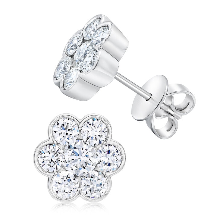 Aretes, 1.30ctw Diamantes, Oro Blanco de 14K Aretes, 1.30ctw Diamantes, Oro Blanco de 14K