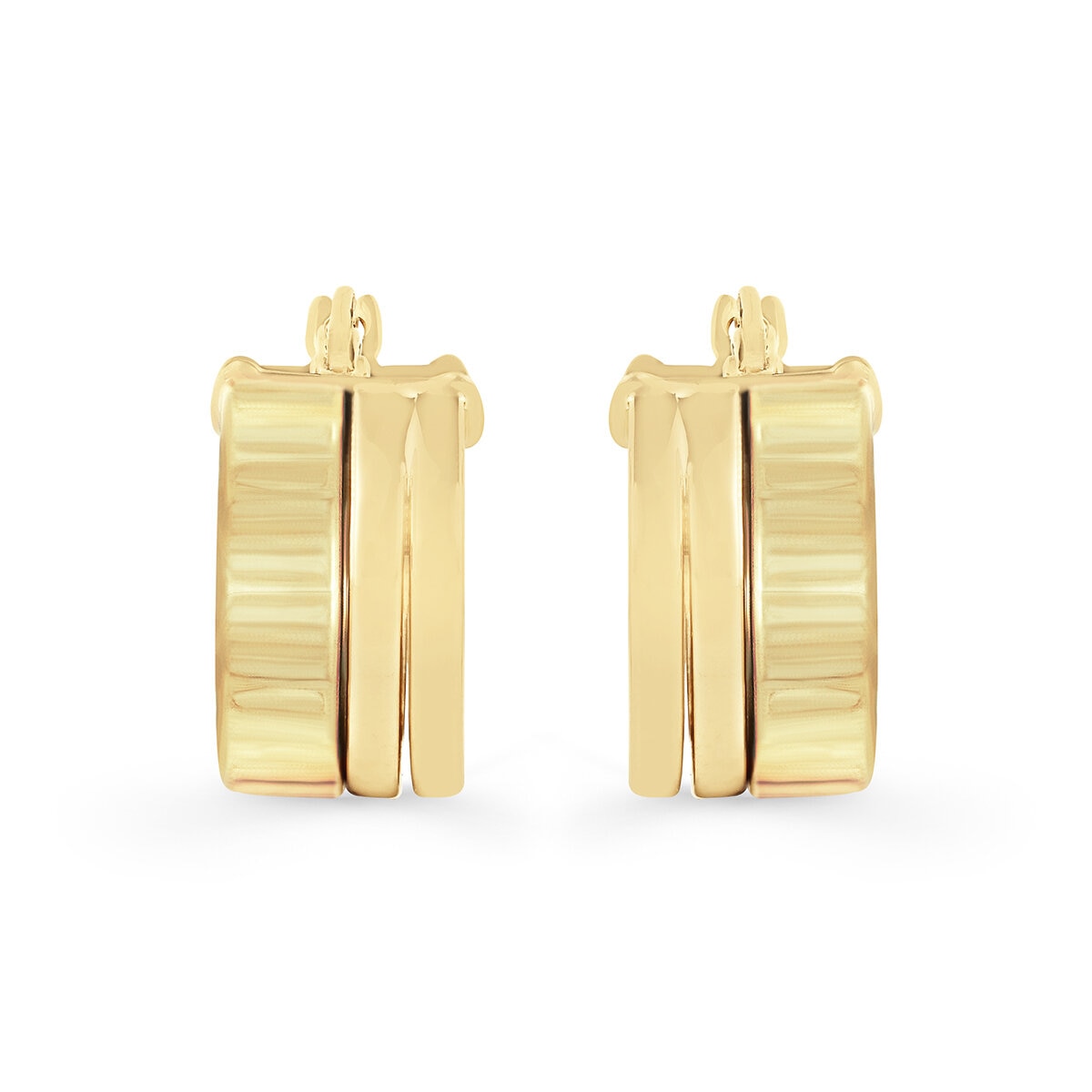 Aretes, Triple Fila, Oro Amarillo 14K