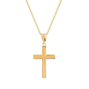 Collar con Dije de Cruz, Oro Amarillo de 14K