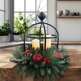 24" Centro de Mesa Navideño con Luces LED, Rojo
