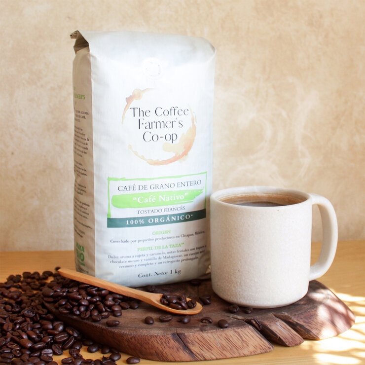 The Coffee Farmer’s Co-op Café Nativo 100% Orgánico Tostado Francés Grano Entero 1 Kg