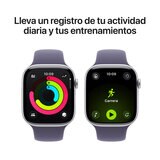 Apple Watch Series 11 (GPS) 46mm Aluminio Plata + Correa Deportiva Morado Niebla - Talla M/L