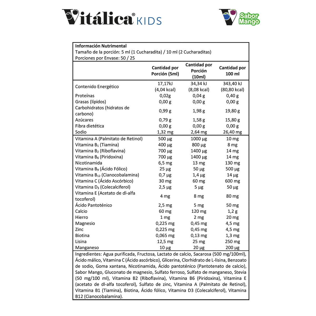 Vitalica Kids Vitaminas y Minerales 2 Frascos de 250 ml c/u